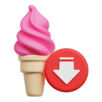 diminution fraise doux servir cône 3d icône isolé sur transparent Contexte png