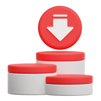 diminution Couleur podium 3d icône isolé sur transparent Contexte png