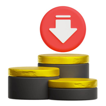 verringern Gold Podium 3d Symbol isoliert auf transparent Hintergrund png