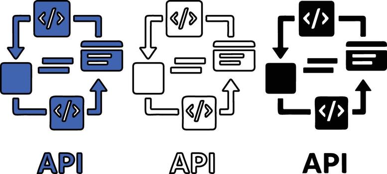API Integration Process with Code Flowchart Diagram vector
