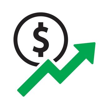 Dollar up and down icon. Price decrease and increase icon. vector
