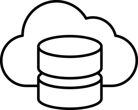 nube base de datos almacenamiento y datos administración icono vector