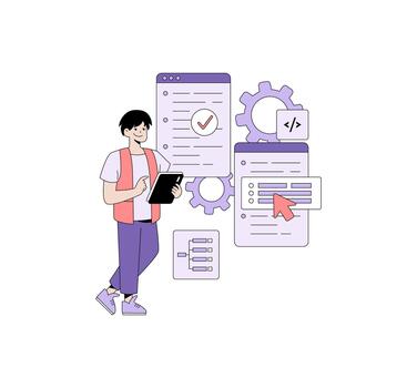 Developer Analyzing Code Interface Illustration vector