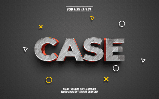3d Cas texte effet psd