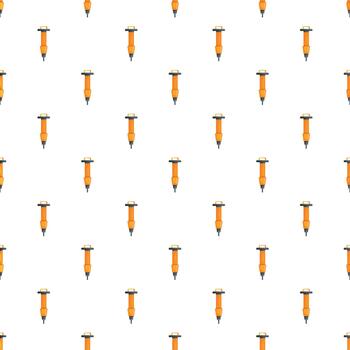 Seamless pattern featuring multiple orange jackhammers vector