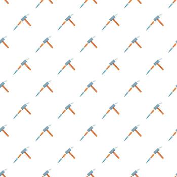 Hammer and chisel hand tools seamless pattern vector