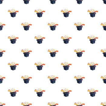 Gift box opening with exploding confetti pattern vector