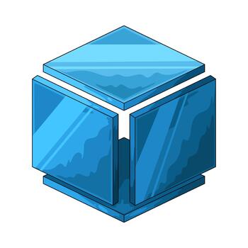 Exploded cube view vector