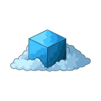 Cube with cloud vector