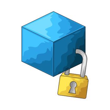 Cube with padlock vector