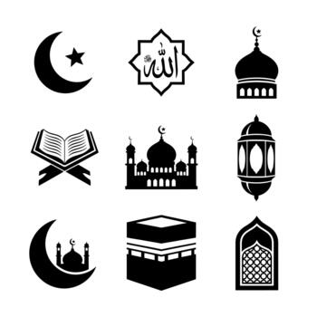 Ramadan Solid Icon Set. vector