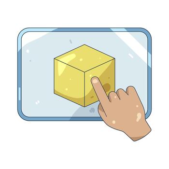 Cube with hand pointer vector