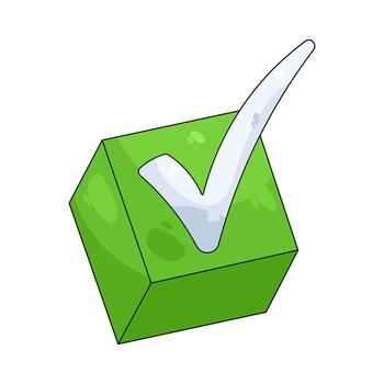 Cube with checkmark vector