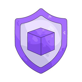 Cube with shield vector