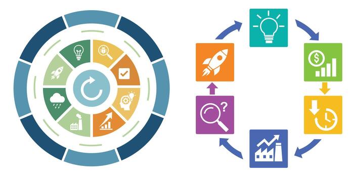 negocio proceso ciclo vital y flujo de trabajo mejoramiento vector