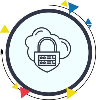 Private Cloud Data Stylish Bold Interface Art Element vector