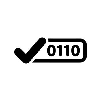 Flat Line Tick Binary Code Approved System Icon vector