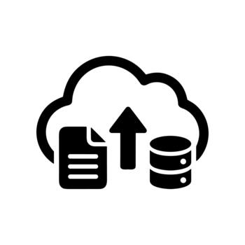 Flat Solid Cloud Uploading Data Storage Computing Technology Icon vector