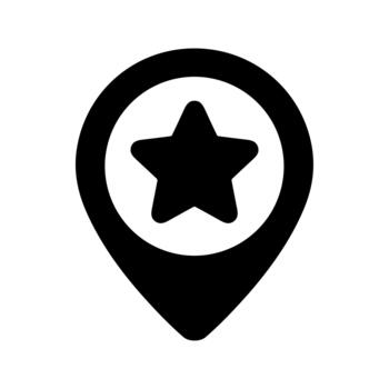 Solid Simple Star Inside Location Pin Pointer Icon Shape vector