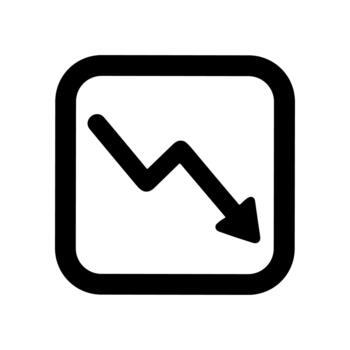 contorno sencillo disminución grafico flecha dentro redondeado cuadrado forma icono vector