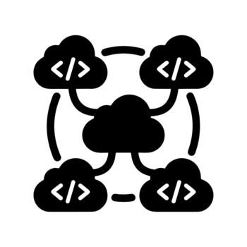 Filled Cloud Computing with Code Sign Internet Network Icon vector