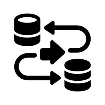 Solid Style Database Synchronization Data Flow Diagram Flat Icon vector