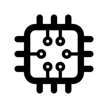 Outline Simple Central Processing Unit Microchip Shape Icon Element vector