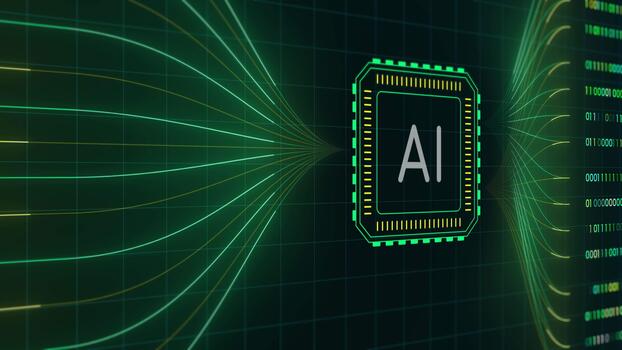 chipset ai processeur coeur avec binaire Les données couler. video