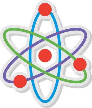 átomo plano sombra diseño vector