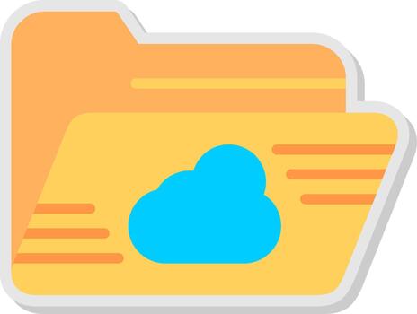 Cloud Folder Flat Shadow Design vector