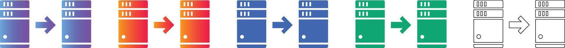 Server Data Migration Transfer Icon Set vector