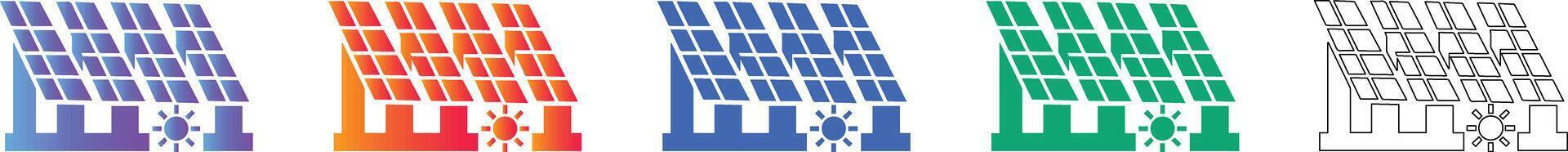 Solar Panel Array Icon Set vector