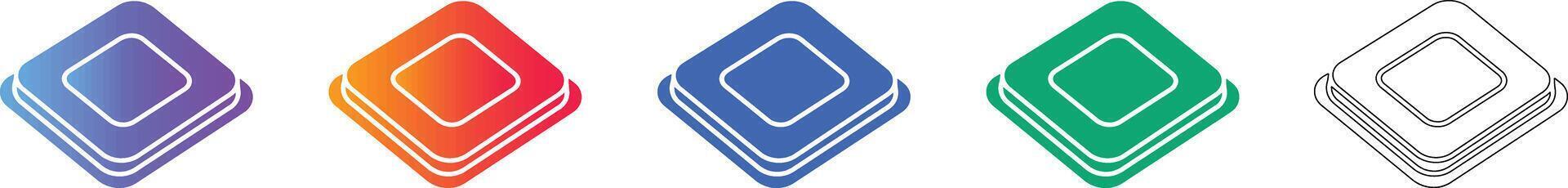 Isometric Square Interface Button Set vector