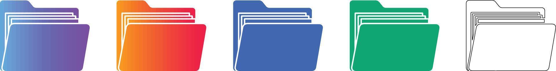 digital archivo carpeta icono conjunto vector