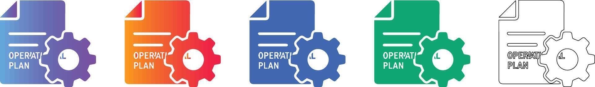 Operational Plan Document Icon Set vector