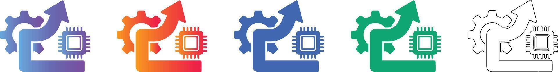 tecnología proceso mejoramiento íconos conjunto vector