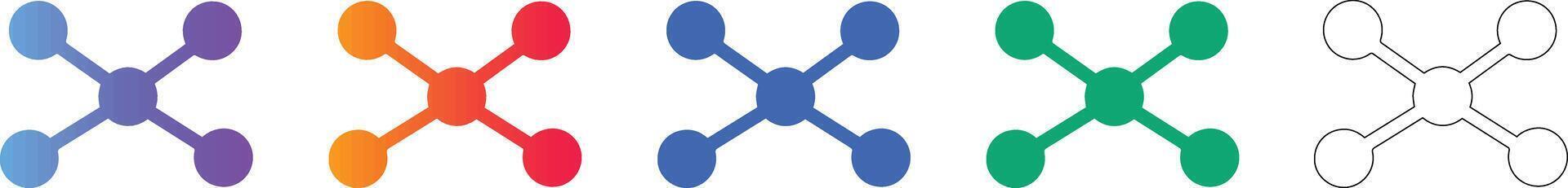 Centralized Network Connection Node Icon Set vector