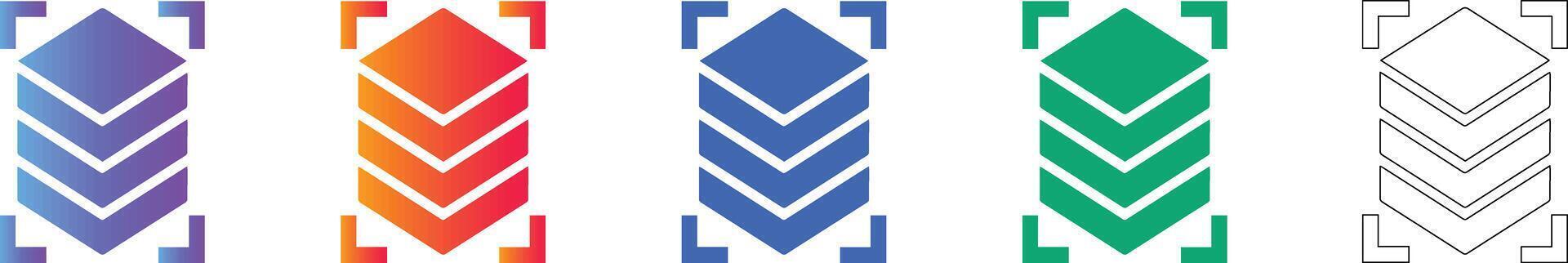 Multi Level Data Layer Icon Set vector