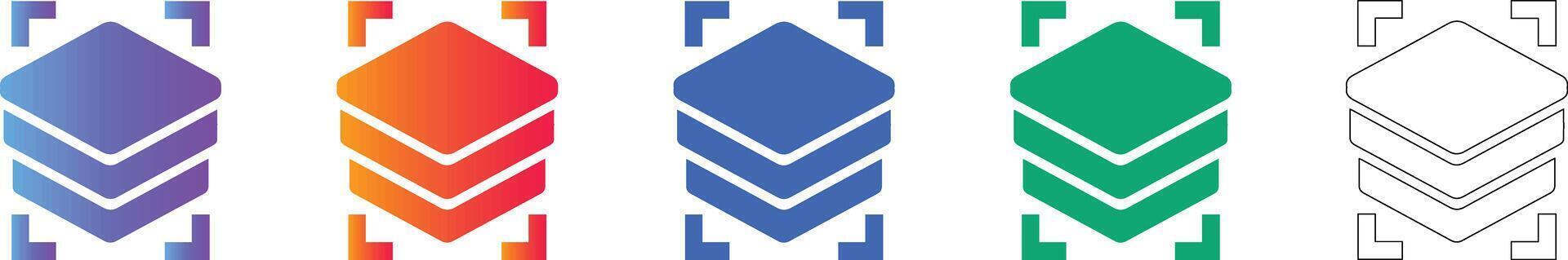 Layered Data Structure Icon Set vector