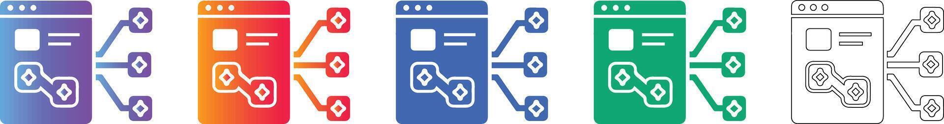 software red nodo mapa icono conjunto vector