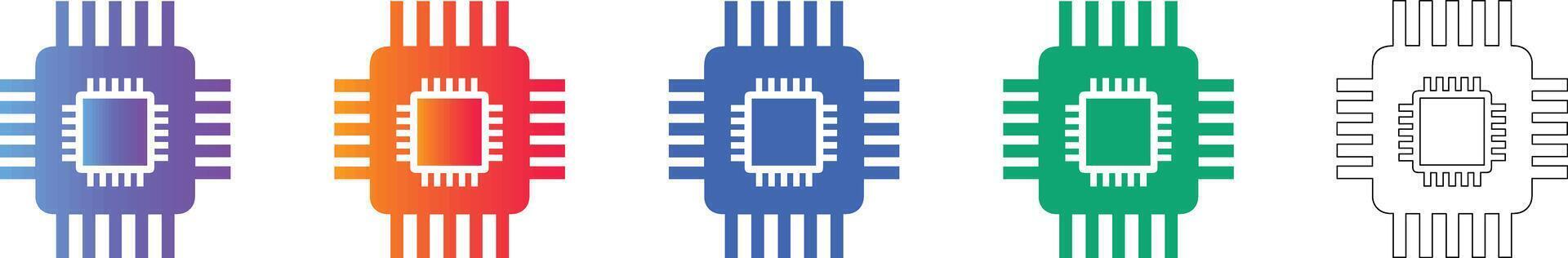 Small Microchip Processor Component Icons vector