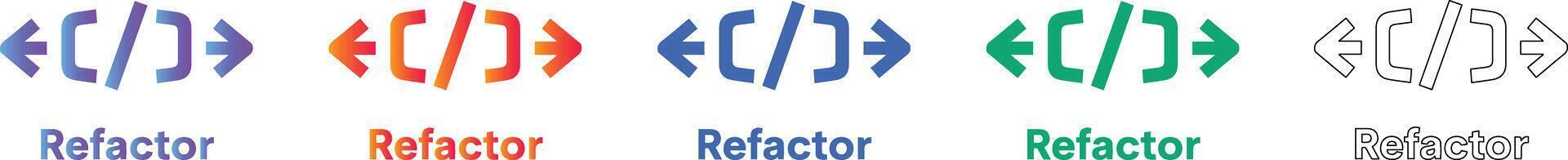 software refactorizar codificación sintaxis íconos conjunto vector