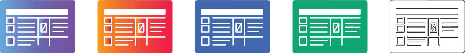 Data Table Interface Icon Set vector