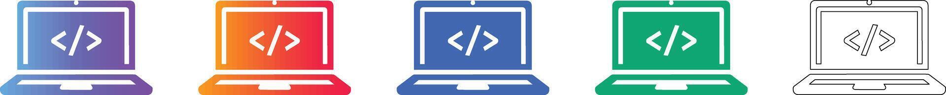 programación ordenador portátil código símbolo icono conjunto vector