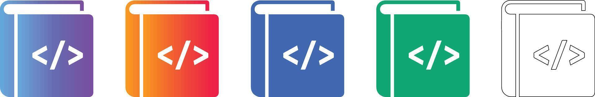 Programming Handbook Code Symbol Icon Set vector