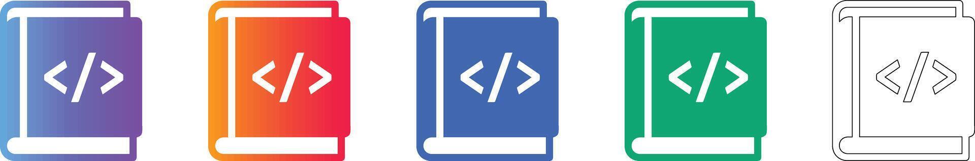 Programming Code Book Icons Set vector