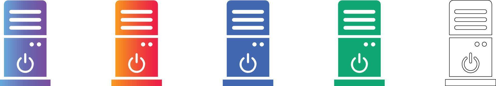 Computer Server Tower Icon Set vector