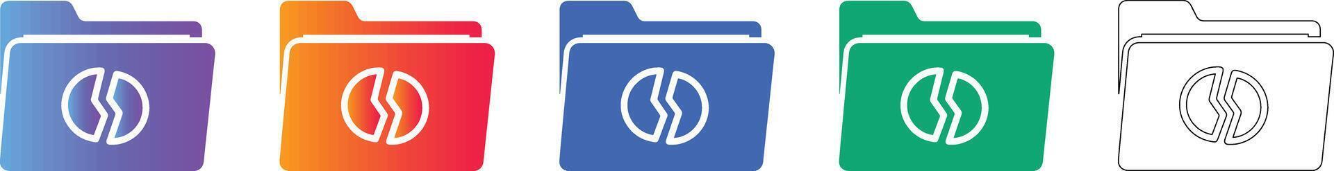 Pie Chart Data Folder Icon Set vector