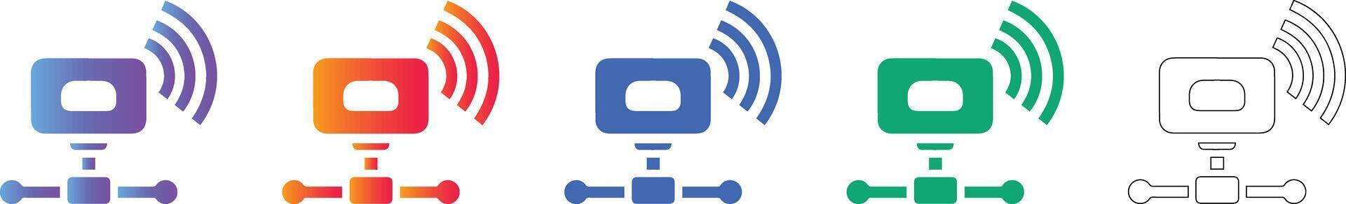 Wireless Network Server Icon Set vector