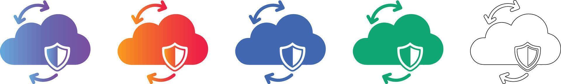 Cloud Security Data Sync Icons Set vector